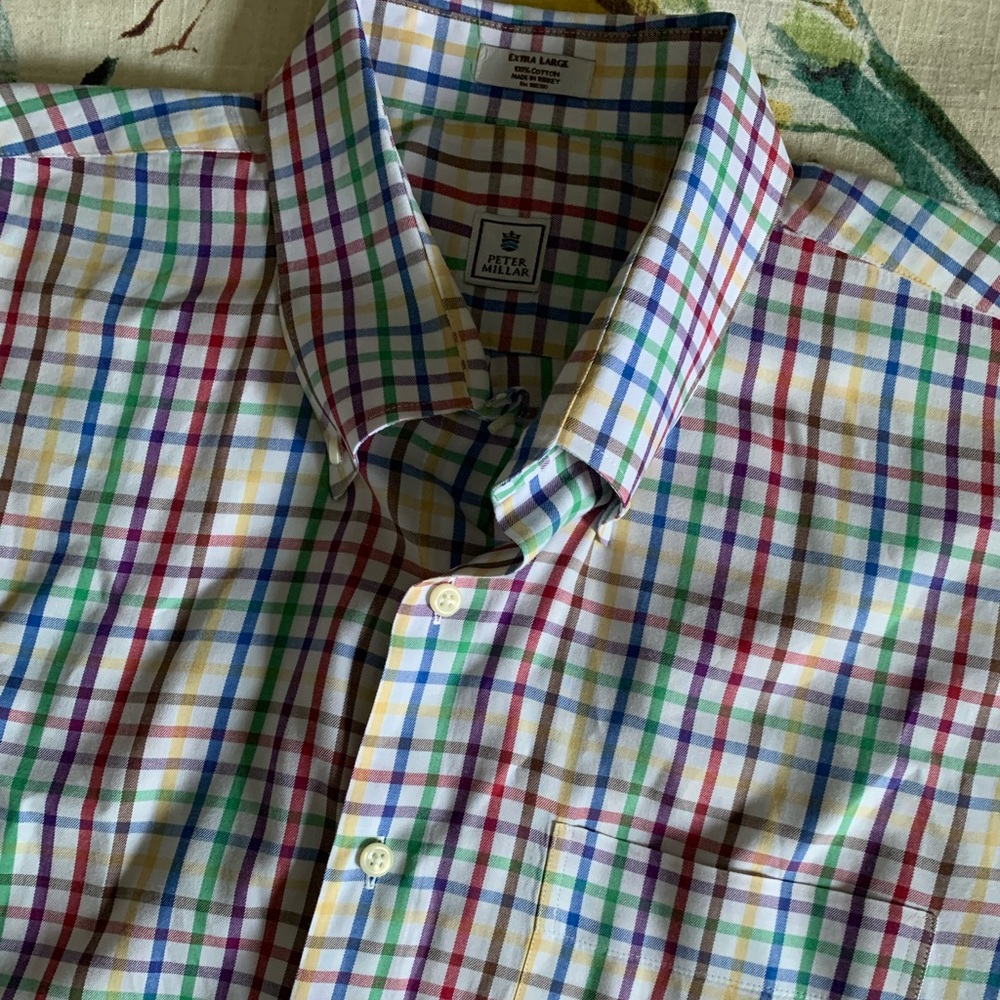 Peter Millar Men's XL Plaid Long Sleeve Button-Front Shirt